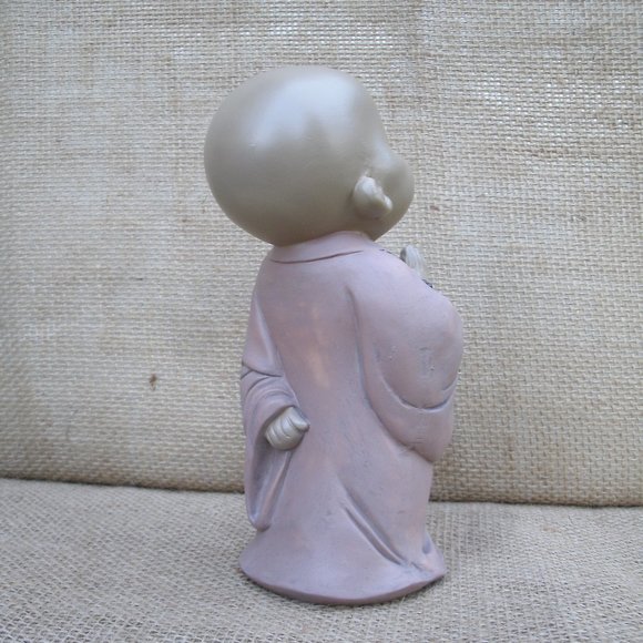 Standing Buddhist Monk with Mala Resin Figurine - Picture 4 of 16